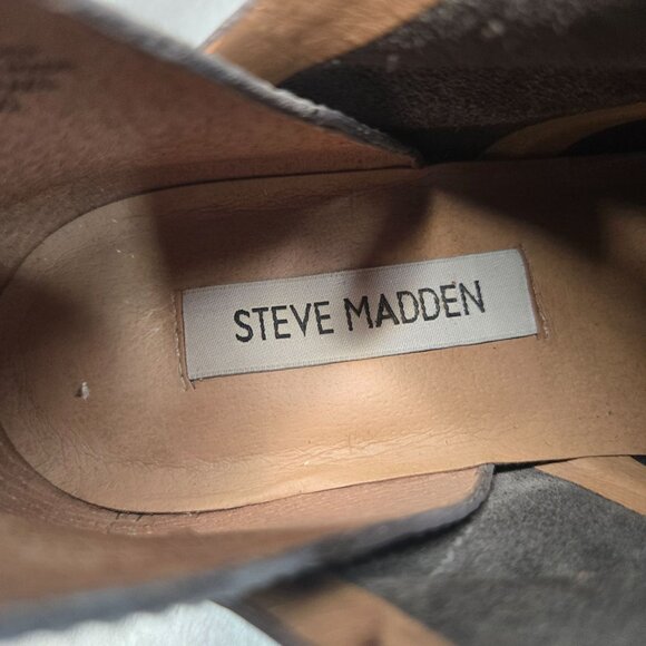 Steve Madden Ankle Booties Size 7 Gray Distressed Leather Low Heel Western Boots - Picture 8 of 9